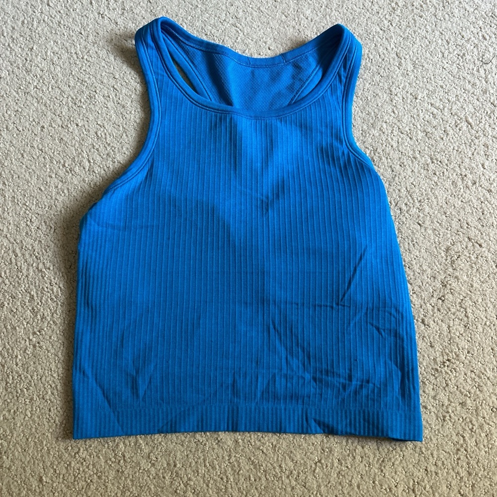 Poolside Blue Lululemon cropped ribbed tank